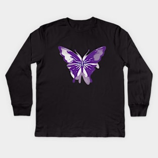 Butterfly Purple Shadow Silhouette Anime Style Collection No. 305 Kids Long Sleeve T-Shirt